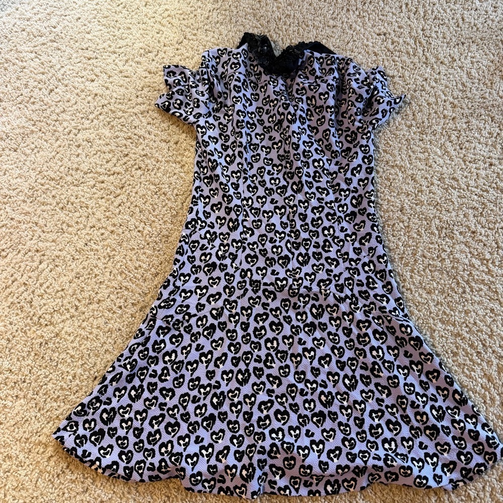 Sandro Lilac & Black Love Heart Leopard Print Dress - Picture 7 of 9